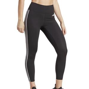 Adidas Women's 7/8 Black 3-Stripes Leggings small
